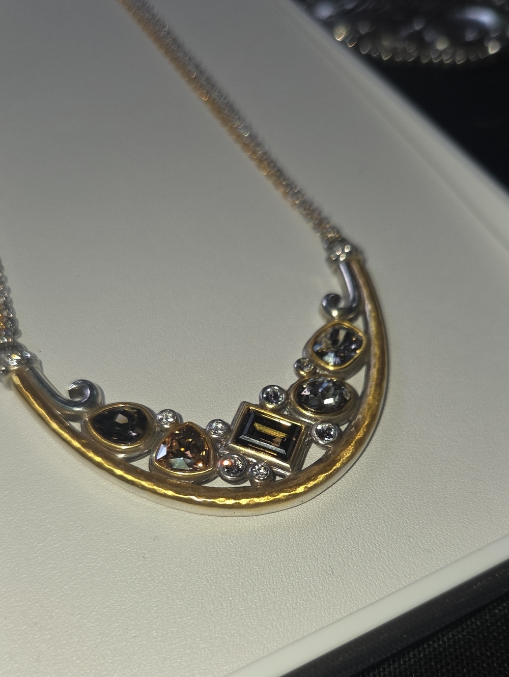 Brighton Gold and Silver Mixed Gem Crescent Necklace